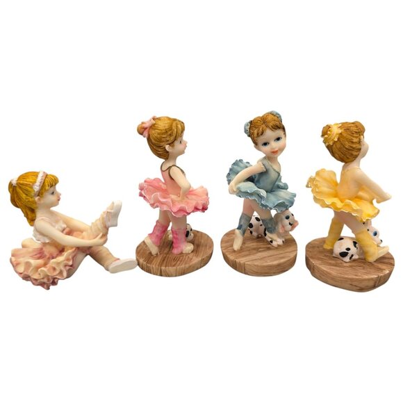 D&K Ballerina Figurines Dancer Dalmatian Puppy Set Of 4 Ballet HandPainted Resin - Picture 3 of 13